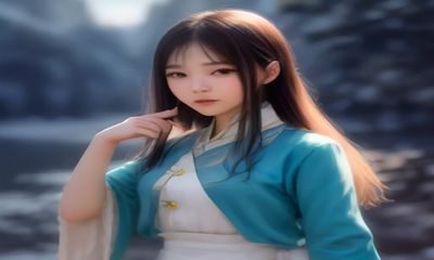 韩国女主播才艺翻唱直播场景，主播手持麦克风在专业录音背景布前演唱，灯光柔和，表情投入
